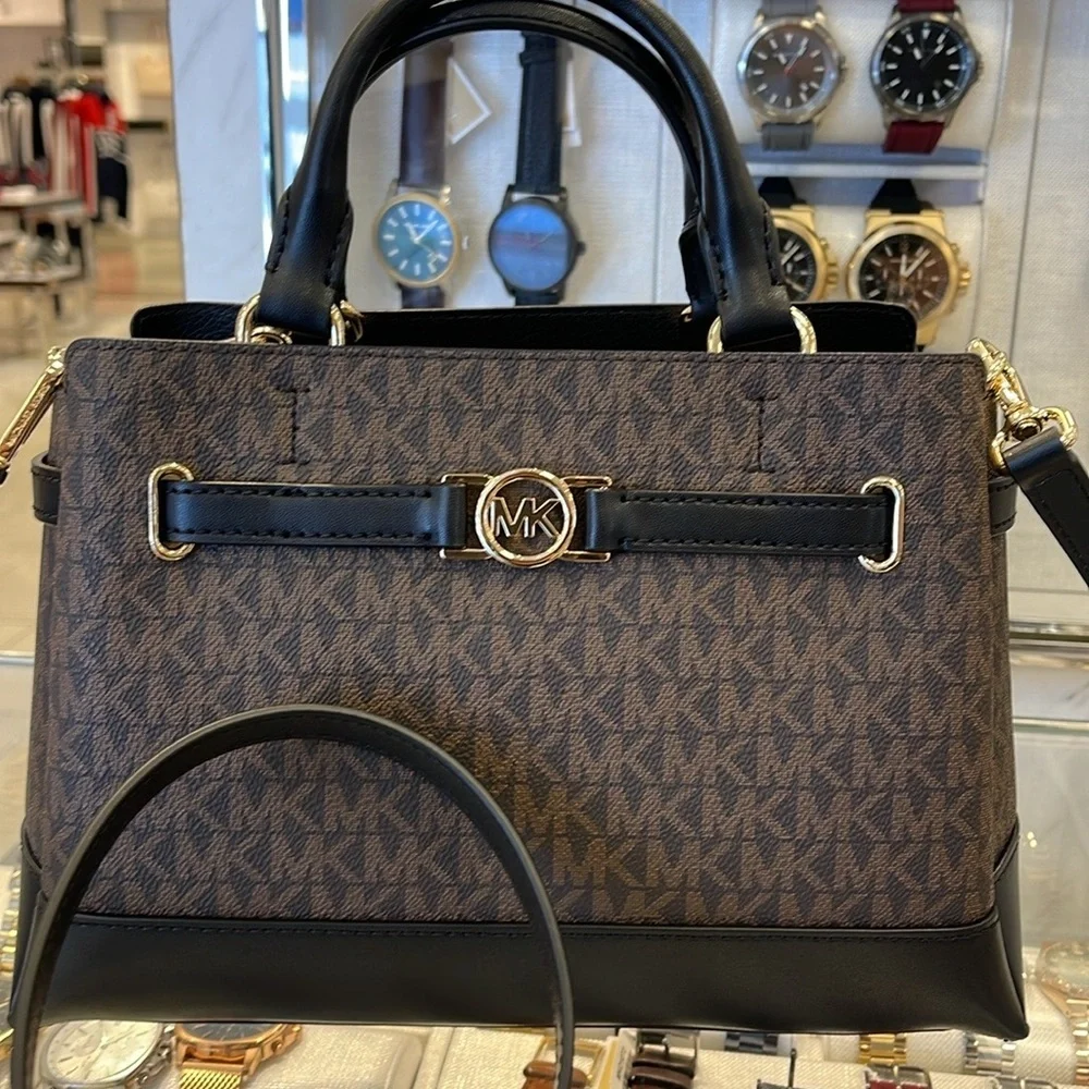 Michael Kors Reed Small Belted Logo Satchel Crossbody Center Zip Bag Purse  NWT